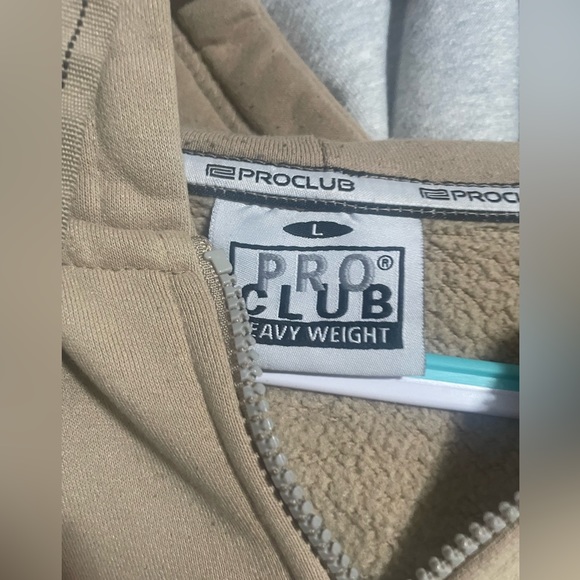 Men’s Pro Club Zip Up LARGE Tan - Picture 4 of 7
